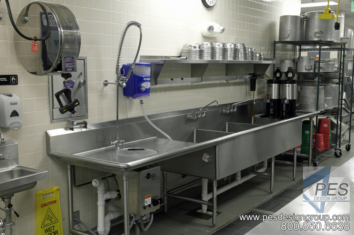 The banquet scullery area in the Suncoast Technical College culinary teaching kitchen in Sarasota Florida.