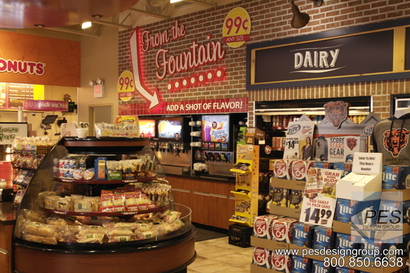 One of the top ten greatest c-store design concepts featuring a self-serve foodservice center, fountain beverage center and grab-n-go dairy case.